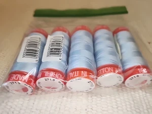 New - SEWING THREAD LOT- 5 Small Spools-Aurifil Cotton 50wt Blue #2710 - Picture 1 of 2