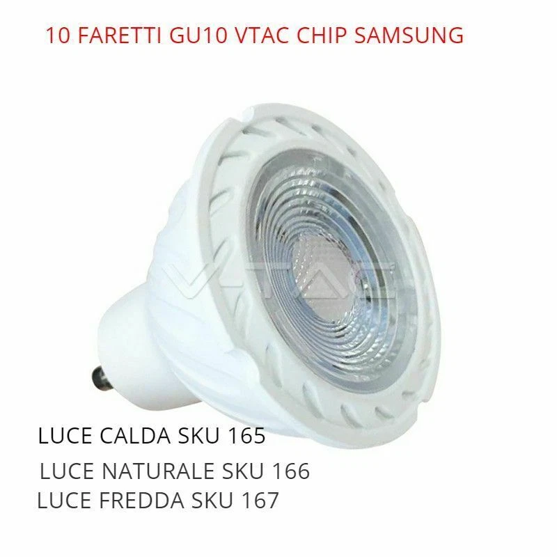 10 FARETTI V-TAC LED 7W GU10 SPOT FARETTO SPOTLIGHT INCASSO LAMPADINA GU10 SMD - Immagine 1 di 1