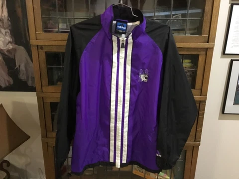 Northwestern Wildcats ADIDAS Purple Full Zip Mesh Lined Windbreaker SZ M - Cool Cover