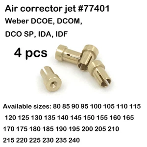 Carburador Air Corrector Jets #77401 WEBER DCOE IDF IDA 4 piezas elige talla 80-250 - Imagen 1 de 1