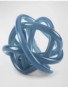 Neiman Marcus Glass Knot Decorative Accent Smoke Blue 6.5” D X 6.5 T 2.2lbs NWT - Picture 1 of 18