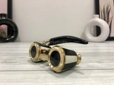 Binocular Black Mother of Pearl Handle and Brass Fittings: Vintage brass Opera - Image 1 of 4