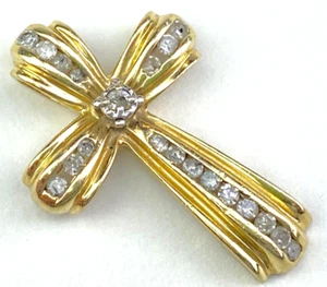 14k Gold & Diamant Kruzifix - 2,30 Gramm / 1" hoch - Bild 1 von 12