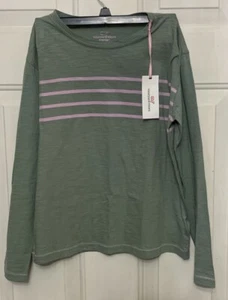 Vineyard Vines Casual Knits Striped Unisex Surftee. Size L(14) Color Sage/Olive - Picture 1 of 4