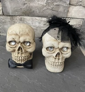 Halloween Skulls - Mr. and Mrs.- approx 5 1/2" tall set of 2 - Picture 1 of 3
