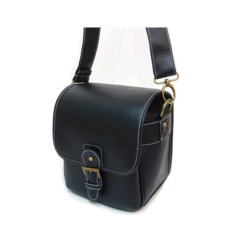 Mens Womens Casual Faux Leather Shoulder Bag for Lens DSLR Camera Color Black - Image 1 of 4