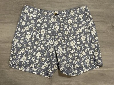 Old Navy Everyday Shorts High Rise White & Blue Floral Linen Blend Size 6 - Image 1 of 4