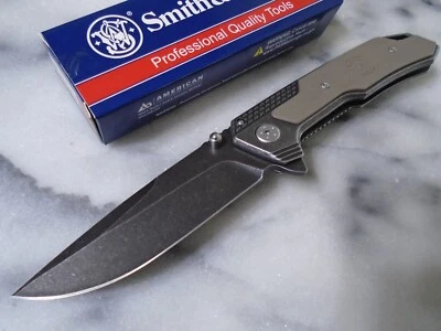 Smith & Wesson Desert Warrior Pivot Flipper Pocket Knife 8Cr13MoV Tan G10 SW609W - Image 1 of 4