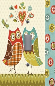 Light Switch Plate & Outlet Covers TWO CUTE OWLS PAISLEY HEARTS 2 - Foto 1 di 26