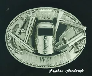 (7X10 CM) MEN BELT BUCKLE HANDMADE STAINLESS STEEL WESTERN STYLE TIG WELDER 3 - Picture 1 of 7