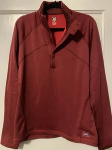REI 1/4 Zip Jacket size Medium Pullover Snap Button Mock Neck Collar Red - Picture 1 of 8