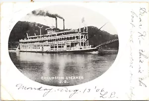 Postal de pasajero Sternwheel Excursion Steamer J S Streckfus 1906 - Imagen 1 de 2