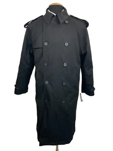 MICHAEL KORS Mens Black TRENCH BELTED Button-Front Topcoat OVERCOAT SIZE 36S - Picture 1 of 10
