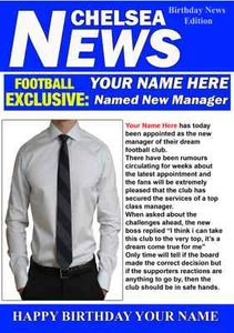 A5 Personalised Chelsea Football Manager Card PIDH1 Greeting Birthday - Picture 1 of 1