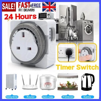 24 Hour Segment Timer Switch 24hr Mains Plug In Mechanical Clock Energy Saver UK - Image 1 of 4