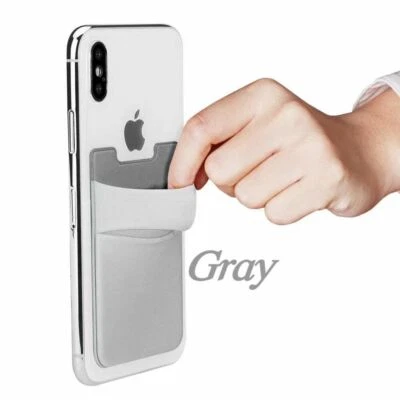 Phone Card Holder Stretchy Lycra Stick on Wallet Pocket Credit Card Pouch - Image 1 of 4