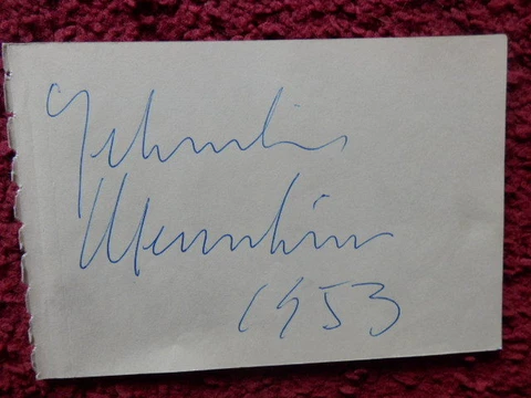 YEHUDI MENUHIN -  AMERICAN VIOLINIST  - AUTOGRAPH - 1953 Cover