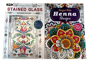 Henna Designs & Stained Glass Adult Coloring Book Designer Series Books Set of 2 - Bild 1 von 1