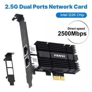 RJ45 Dual Port 2.5GBase-T Intel I226 Card PCIe Network Adapter for Gaming Office - Picture 1 of 6