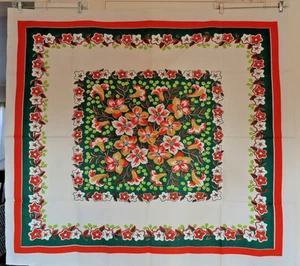 RARE  VINTAGE FALL COLORS TROPICAL FLOWERS  TABLECLOTH   Never Used/Washed   - Picture 1 of 10