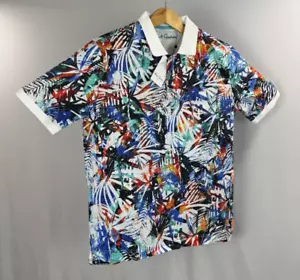 Polo Robert Graham uomo piccola colorata vibrante floreale cotone hawaiano nuova con etichetta - Foto 1 di 12