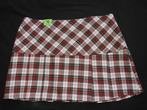 Red & White Plaid Mini Skirt - Size 12 Clubbing Emo Goth 13.5 Inch Schoolgirl - Picture 1 of 3