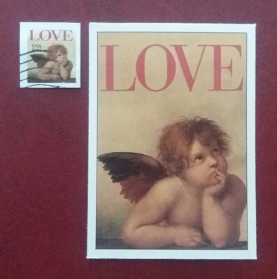 US 1995 32c Used Love Cherub Imperforate Scott 2949  & Collector Card XF 1513 - Image 1 of 2