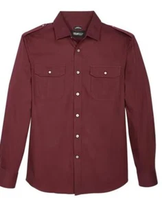 Kenneth Cole Mens Slim Fit Military Sport Shirt Size XL NWT Burgundy Red X-Large - Picture 1 of 7