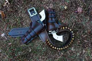 Mexican Leather Cartridge Belt Ammo Loops Holder Cover Revolver Holster - Picture 1 of 8