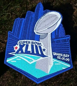SUPERBOWL XLIII TAMPA BAY STADIUM VINTAGE FOOTBALL LOGO IRON ON SPORTS PATCH - Picture 1 of 7