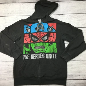Marvel Comics Spiderman Capitan America Hulk Zip Up Hoddie Youth Sz XL Heroes - Picture 1 of 11