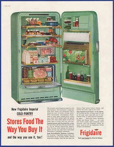 Aparato de cocina refrigerador despensa fría Frigidaire 1955 vintage años 50 anuncio impreso - Imagen 1 de 1