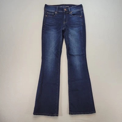 American Eagle Jeans Womens 4 Blue Kick Boot Low Rise Dark Wash Stretch Denim - Image 1 of 4