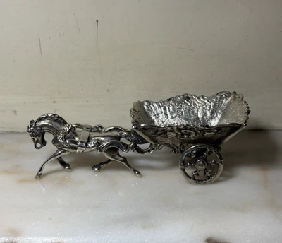 Cavallino con carretto in argento 800 - Immagine 1 di 4