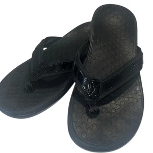 Vionic Tide schwarze Lackdetail Zehensteg-Pantoletten Sandalen Größe 9 - Bild 1 von 8