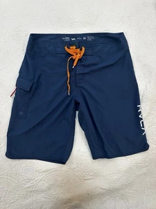 RVCA Mens 32 Blue Board Shorts Cargo Pocket Surf EUC - Picture 1 of 8