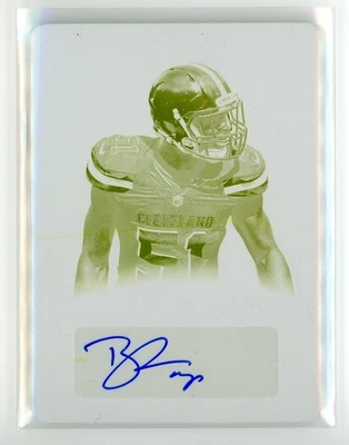 Barkevious Mingo 2015 National Treasures Signatures Auto 1/1 Print Plate Yellow - Image 1 of 2
