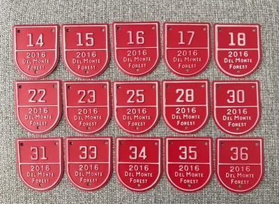 Juego especial de 15 insignias rojas de 2 dígitos Del Monte bosque guijarros playa placa puerta automática Foto 1 de 4