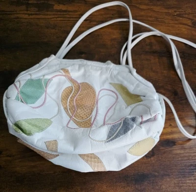 Nina Salvadore Genuine Leather Vintage Handbag Purse Made In Usa White Multi  - Image 1 of 4