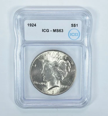 1924 Peace Silver Dollar MS63 ICG *5791 - Image 1 of 4