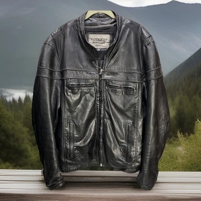 Chaqueta de cuero Unik para motocicleta para hombre 2XL negra forrada con edredón ligera premium Foto 1 de 4