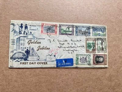 Southern Rhodesia 1940 FDC +Golden Jubilee#SG53-60 +Lance-Shield-Warrior Cachet - Image 1 of 2