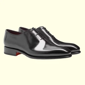 TOP QUALITY-Handmade Mens Black Patent Leather Lace Up Dress Shoes For Men - Picture 1 of 4