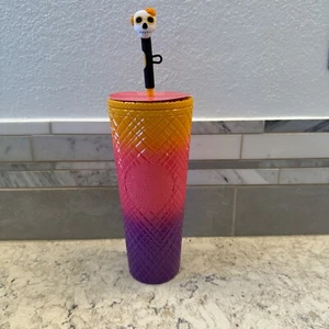 New Starbucks Dia De Los Muertos 2024 Ombre Tumbler with Sugar skull topper - Picture 1 of 7