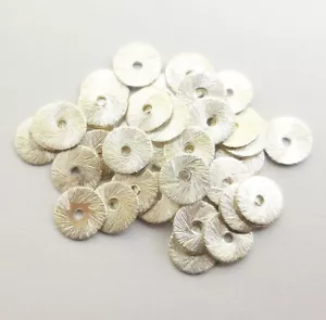 60 Pcs 8mm Brushed Flat Disc Sterling Silver Plated Jewelry Making az-837 - Picture 1 of 3