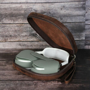 For Apple AirPods Max Vintage Genuine Leather Bag Headphones Travel Storage Case