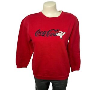Vintage Women's Coca Cola Polar Bear Ice Skate Sweatshirt Size S - 90s Y2K
