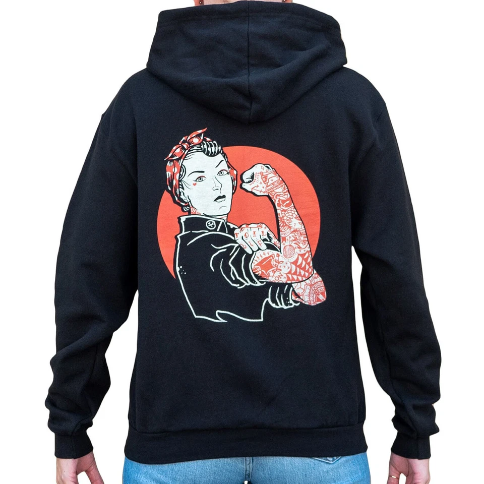 Black Market Art We Can Do It Zip Hoodie Rockabilly Rosie Riveter S-M-L-XL-2XL - Image 1 of 4