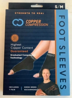 NEW Copper Compression CCCFS/BS3 Copper Infused SMALL/MEDIUM Foot Sleeve - Image 1 of 3