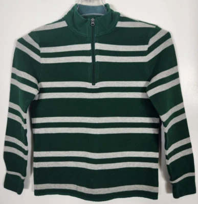 Suéter Pullover Gap Niños Talla XL Verde Gris Rayas LS 1/4 Cremallera Escote Foto 1 de 3